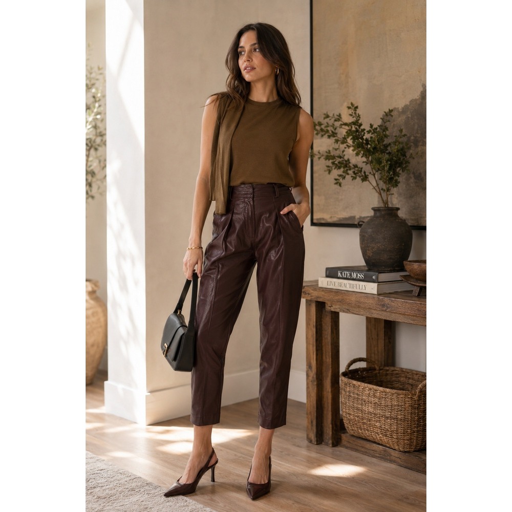 Blank NYC Pants Womens 25 Purple Brown Maroon Dark Academia Pleated